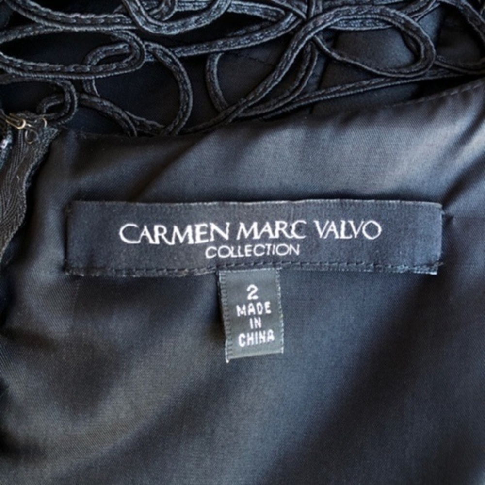 Carmen Marc Valvo Collection Black Silk Lattice Sleeveless Mini Dress 👗 - Picture 13 of 14